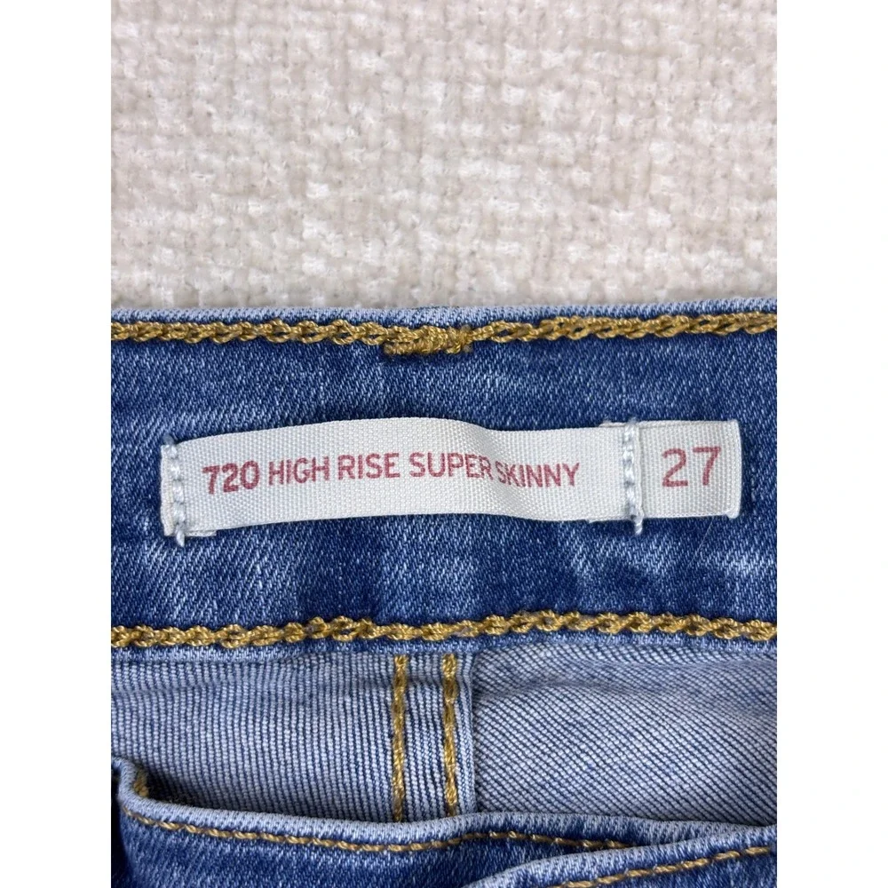 Levis 720 High Rise Super Skinny Jeans Medium Wash Blue Denim Womens 27